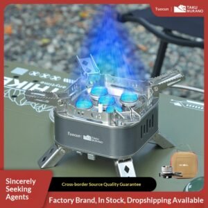 Portable Folding Camping Gas Stove, High Power Outdoor Windproof Burner for Picnic, Hiking, Backpacking