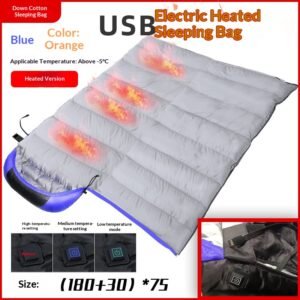 Sleeping Bag Adult Outdoor Single Sleeping Bag Electric USB Warmth Machine Washable Sleeping Bag Spring and Autumn Winter Camping Heating Sleeping Bag