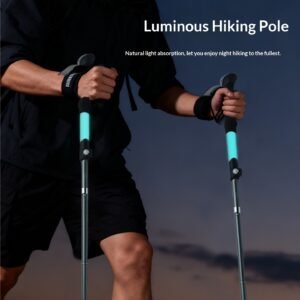 Luminous hiking stick made of silicone, foldable and extendable, lightweight aluminum alloy outdoor climbing equipment