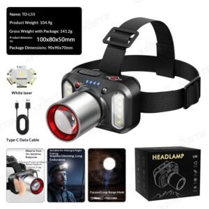 LED Rechargeable Headlamp, Motion Sensor Zoomable Headlight for Outdoor Camping, Hiking, Fishing