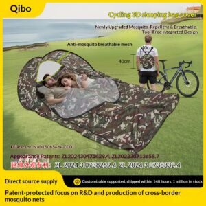 Two person cycling three-dimensional sleeping bag, outdoor cold resistant and warm camping portable lightweight mosquito proof and insulated sleeping bag, 200 * 145cm