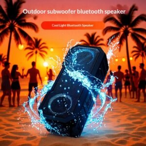 IPX7 Waterproof Portable Bluetooth Speaker, Outdoor Bass Speaker with Power Bank Function for Camping, Beach, Party