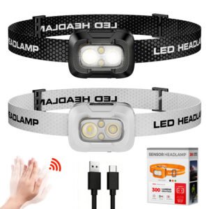 LED Rechargeable Headlamp, Motion Sensor Zoomable Headlight for Outdoor Camping, Hiking, Fishing
