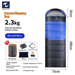 Electric sleeping bag, heated outdoor camping USB heating sleeping bag, dual-use blanket, single person can be spliced, dirt resistant and cold resistant 180 * 75cm