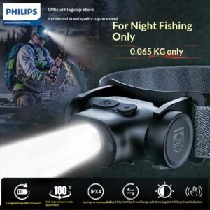 LED Rechargeable Headlamp, Motion Sensor Zoomable Headlight for Outdoor Camping, Hiking, Fishing