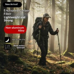 Carbon fiber hiking cane, carbon ultra light three section telescopic cane, professional outdoor hiking cane for men and women, mountain climbing equipment