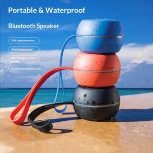 IPX7 Waterproof Portable Bluetooth Speaker, 360° Stereo RGB Light Outdoor Speaker for Shower, Camping, Home
