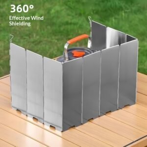 Foldable Camping Stove Windshield, Stainless Steel 8-16 Plates Wind Screen for Outdoor Gas Stove