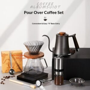 Complete Pour Over Coffee Set, Hand Drip Coffee Kit with Gooseneck Kettle, Grinder, Scale, Dripper, Server and Filters for Home & Gifts