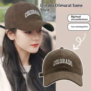 Celebrity-Style Deep Hard-Brim Baseball Cap for Women with Large Head Circumference, Makes Face Look Smaller, Large Brim, Versatile Sunshade Cap for Men