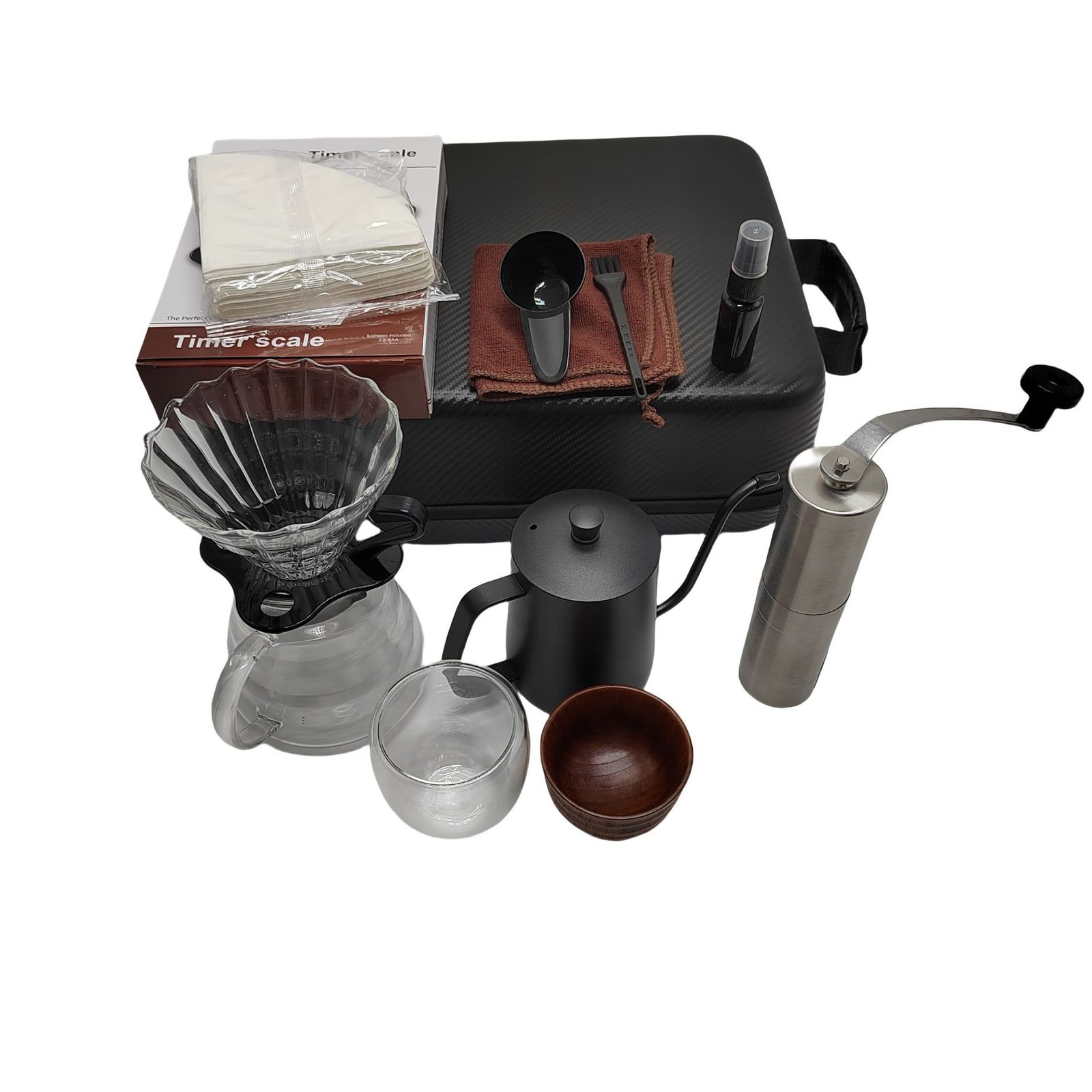 Complete Pour Over Coffee Set, Hand Drip Coffee Kit with Gooseneck Kettle, Grinder, Scale, Dripper, Server and Filters for Home & Gifts