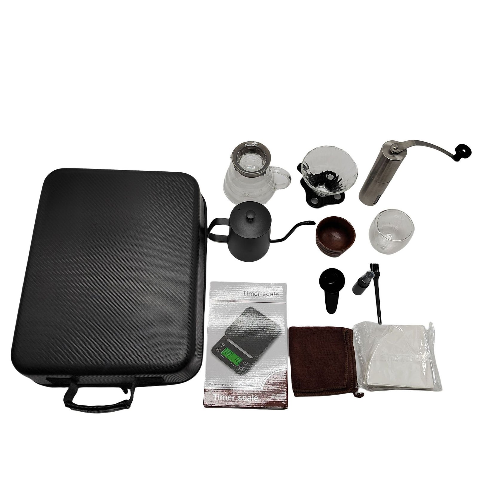 Complete Pour Over Coffee Set, Hand Drip Coffee Kit with Gooseneck Kettle, Grinder, Scale, Dripper, Server and Filters for Home & Gifts